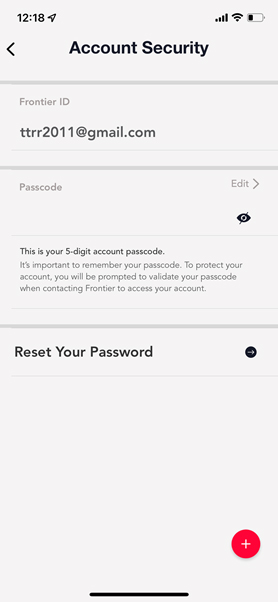 Change your security preferences in the MyFrontier App
