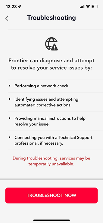 Troubleshooting from the MyFrontier App